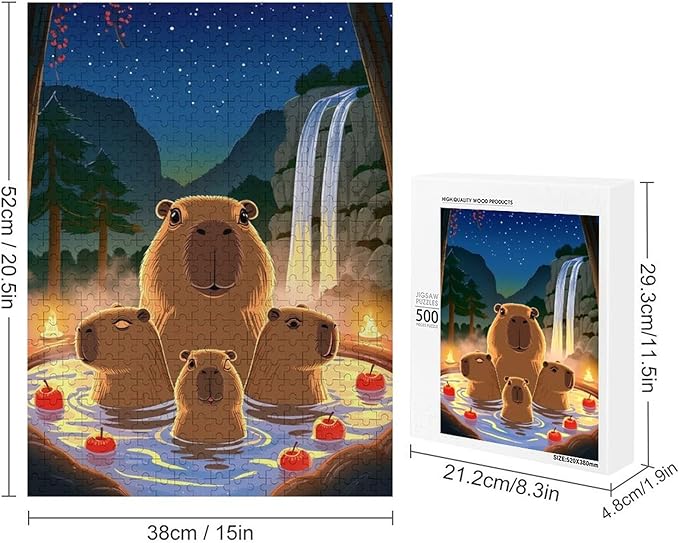 Jigsaw Puzzles for Adults 500 Piece - Cute Capybara Wooden Puzzles, Funny Puzzles，Unique Gifts for Wall Art，Family Puzzles，Educational Games，Challenge Puzzles