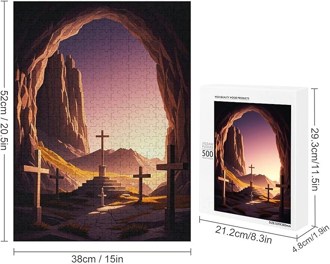 Religious Cross Wooden Puzzle 500 Pieces Jigsaw Puzzles for Adults Puzzle Educational Toys Challenging Fun Games Gifts for Elders Kids Family and Friends