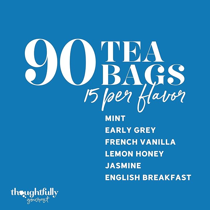 Thoughtfully Gourmet, Tea Affirmations Christian Prayer Gift Set, Includes 6 Flavors of Tea with Bible Verses from Psalms and Other Books to Rejoice, Pack of 90