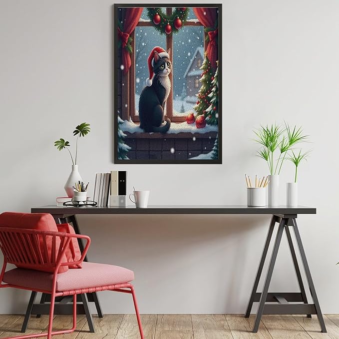 Jigsaw Puzzles for Adults 1000 Piece - Christmas Black Cat Wooden Puzzles, Stress Relief Games, Funny Puzzles，Unique Gifts for Wall Art，Family Puzzles，Educational Games