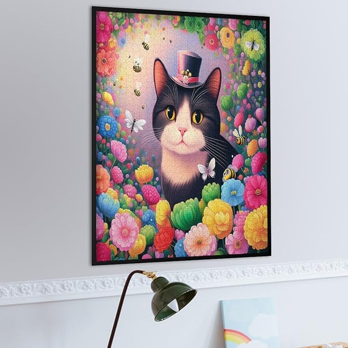 Wooden Puzzles 1000 Piece，Cat Portrait Themed Jigsaw Puzzles，Educational Games，Family Puzzles，Unique Gifts for Wall Art，Funny Puzzles，Stress Relief Games，Puzzle Games