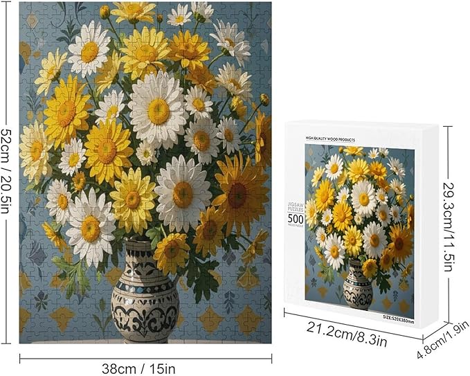 Jigsaw Puzzles for Adults 500 Piece - Chrysanthemum Themed Wooden Puzzles，Unique Gifts for Wall Art ，Funny Puzzles，Stress Relief Games，Puzzle Games Challenge Puzzles