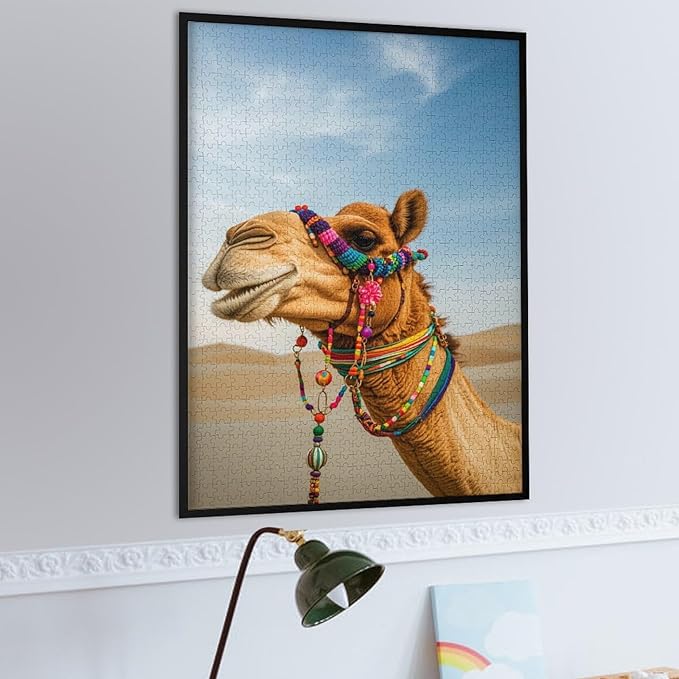 Camel in The Desert Wooden Puzzle 1000 Pieces Jigsaw Puzzles for Adults Puzzle Educational Toys Challenging Fun Games Gifts for Elders Kids Family and Friends
