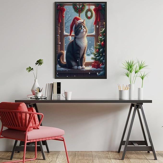 Jigsaw Puzzles for Adults 1000 Piece - Christmas Black Cat Wooden Puzzles, Puzzle Games, Stress Relief Games, Funny Puzzles，Unique Gifts for Wall Art