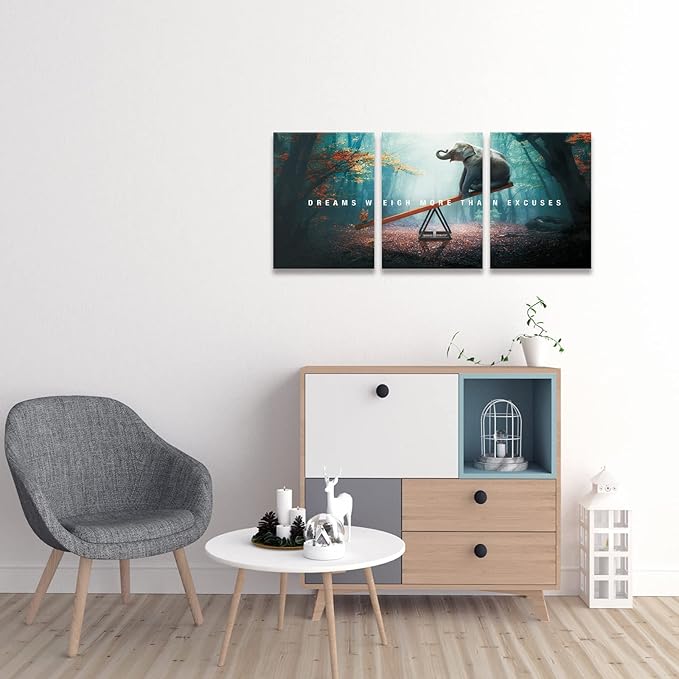BWSPACE Motivational Wall Art Inspirational Quotes Poster Prints Modern Entrepreneur Office Wall Decoration for Bedroom Stretched and Framed Ready to Hang (12" W x 16" H x3)