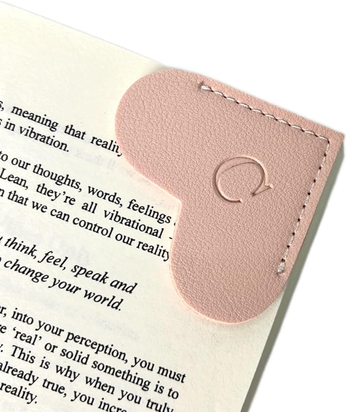 Personalized Leather Book Marks, Heart Bookmark, Unique Cute Handmade Letter Bookmarks Accessories for Reading Women, Teacher, Student, Book Lovers Book Mark Gifts (Pink, C)