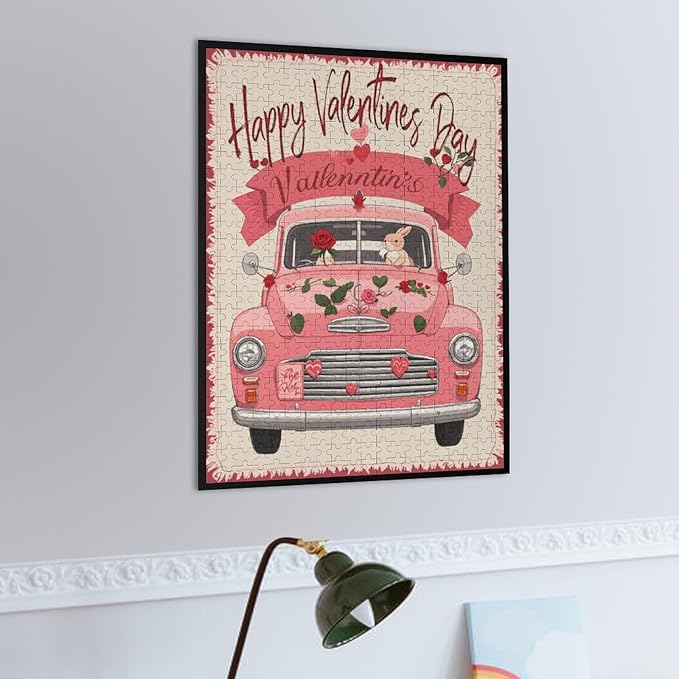 Jigsaw Puzzles for Adults 500 Piece - Happy Valentine's Day Wooden Puzzle，Unique Gifts for Wall Art ，Family Puzzles，Educational Games，Challenge Puzzles Puzzle Games