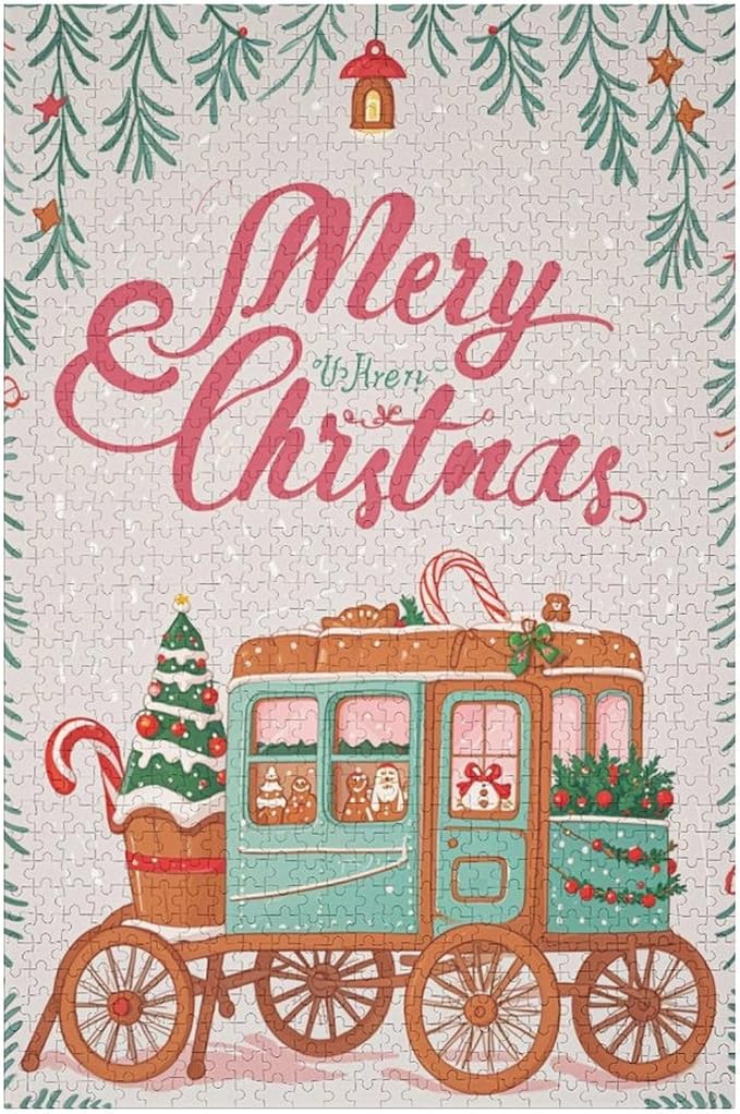 Wooden Puzzle - Christmas Gingerbread Express Train Jigsaw Puzzles，Wooden Puzzles for Adults 1000 Pieces Unique Gifts for Wall Art，Challenge Puzzles，Educational Games，Family Puzzles