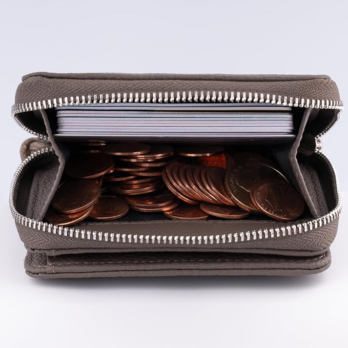 Genuine Small Wallet for Women, Slim RFID Blocking Credit Card Holder with ID Window, Compact Purses for Women with 29 Card Slots