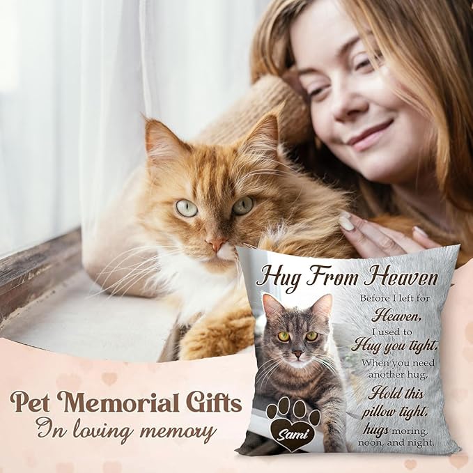 Personalized Pet Memorial Throw Pillow (Insert Included), Cat Memorial Pillow, Cat Memorial Gifts For Loss Of Cat, Loss Of Cat Sympathy Gift, Cat Remembrance Gifts, Dog Memorial Gifts For Loss Of Dog