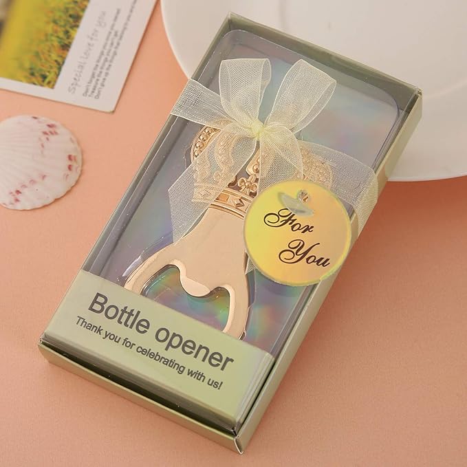 Pack of 24 Gold Crown Bottle Opener Wedding Favors,Party Favors for Guest Souvenir Gift for Baby Shower Birthday Party Decorations and Supplies by LAYSERI (Crown Gold, 24)