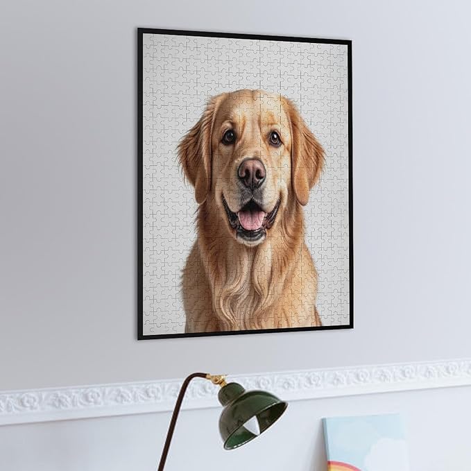 Funny Wooden Puzzle - Golden Retriever Dog Animal Puppy Puzzle for Adult 500 Piece，Wooden Jigsaw Puzzles Art Leisure Game Fun Suitable Family Friends Educational Learning Games Gift