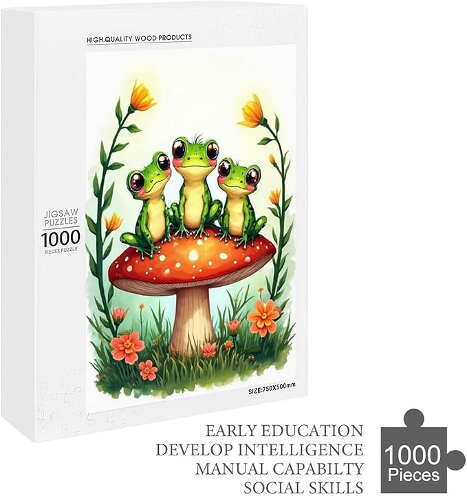 Jigsaw Puzzles for Adults 1000 Piece - Colorful Frogs Wooden Puzzles, Unique Gifts for Wall Art，Family Puzzles，Educational Games，Challenge Puzzles