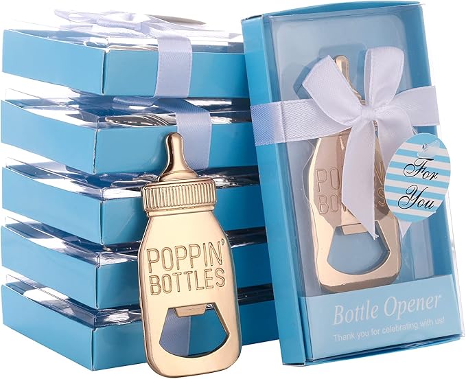 Set of 48 Bottle Opener Baby Shower Favor For Guest,Cute Poppin Bottle Shaped Bottle Opener Favors for Baby Shower Souvenir Supplies and Decorations For Boy or Girl (Real Blue, 48)