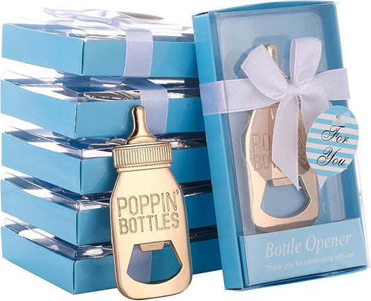 Set of 48 Bottle Opener Baby Shower Favor For Guest,Cute Poppin Bottle Shaped Bottle Opener Favors for Baby Shower Souvenir Supplies and Decorations For Boy or Girl (Real Blue, 48)