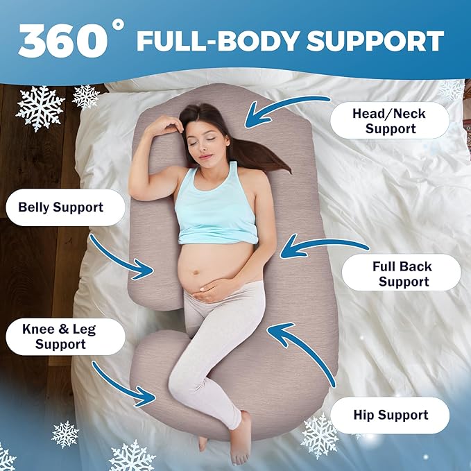 PILLANI Pregnancy Pillows for Sleeping - V C U Shaped Full Body Pillow with Removable Cover, 57inch Cooling Maternity Pillow for Pregnant Women, Support for Back Belly Legs Hip - Pregnancy Must Haves