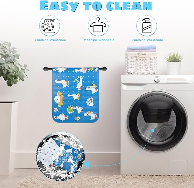 Baby Bath Mat for Tub Non Slip Kids Bathtub Mat Extra Long 40X16 Inch Toddler Bath Tub Shower Mat Anti Slip with Suction Cups & Drain Holes, Machine Washable (Go Ducks)