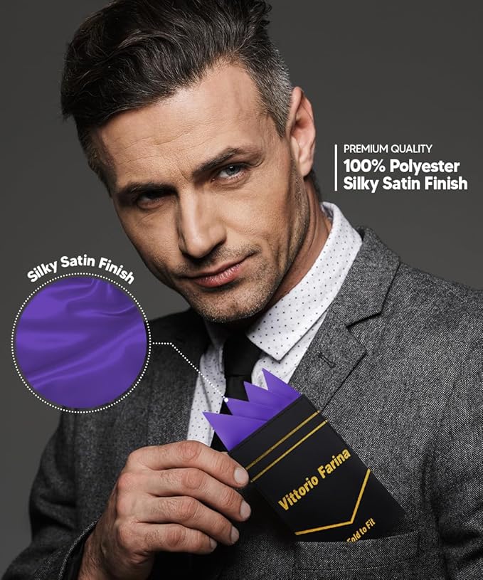 Premium Pre-Folded Four-Point Suit Pocket Square for Men with Sewn Pocket Fold