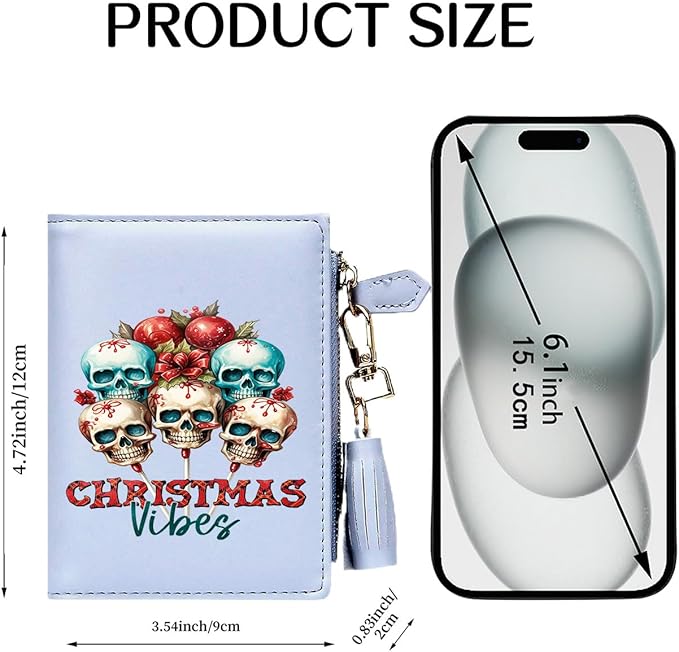 GEEAD Custom Design Small Wallets for Women Bifold Slim Coin Purse Zipper ID Card Holder for Christmas