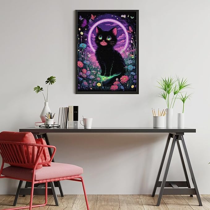 Jigsaw Puzzles for Adults 500 Piece - Black Cat Under The Moon Themed Wooden Puzzles，Educational Games，Family Puzzles，Unique Gifts for Wall Art ，Funny Puzzles，Stress Relief Games，Puzzle Games