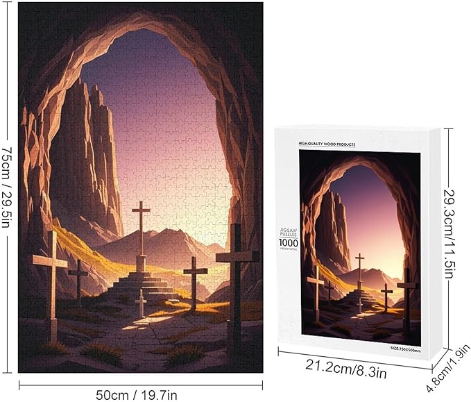 Religious Cross Wooden Puzzle 1000 Pieces Jigsaw Puzzles for Adults Puzzle Educational Toys Challenging Fun Games Gifts for Elders Kids Family and Friends