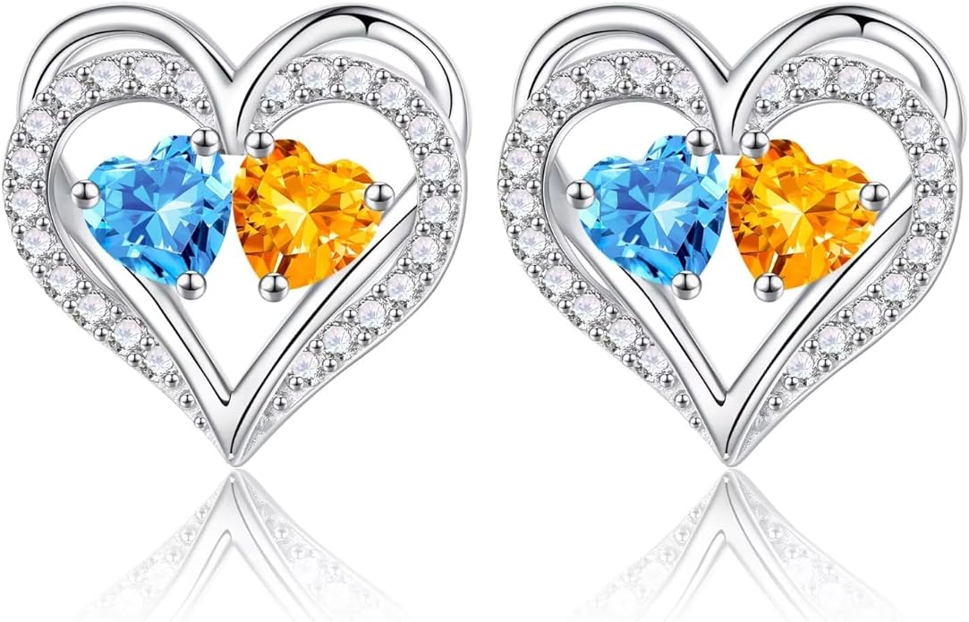 Iefil Valentines Day Gifts for Her - 925 Sterling Silver Birthstone Earrings, Anniversary Birthday Gifts for Women Wife Girlfriend Mom