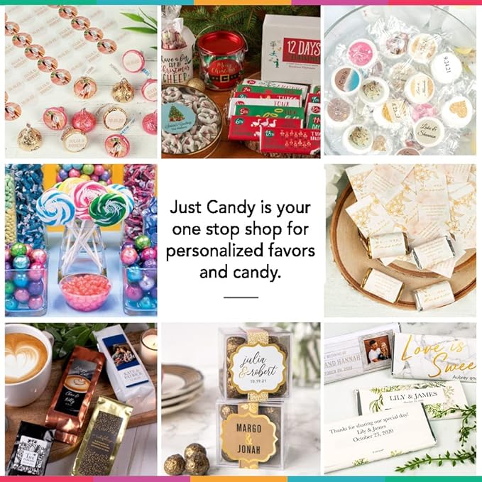 Milestone Party Favors For Adults Birthday Crunch Candy Bars, Prewrapped, Personalized labels with Photo (36 Pack) - All Ages