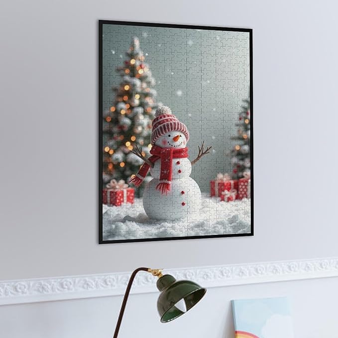 Wooden Puzzles for Adults 500 Pieces, Christmas Winter Snowman, Each Piece is Unique and Perfectly Put Together, are Special Home Decorations, Fun Puzzles, Party Games, Family Toys