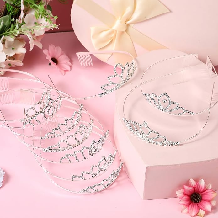 Riceshoot 50 Pcs Tiara Crowns Bulk for Women Crystal Princess Tiara Queen Rhinestone Crown with Comb Silver Bridal Wedding Headband for Women Prom Birthday Party Hair Accessory