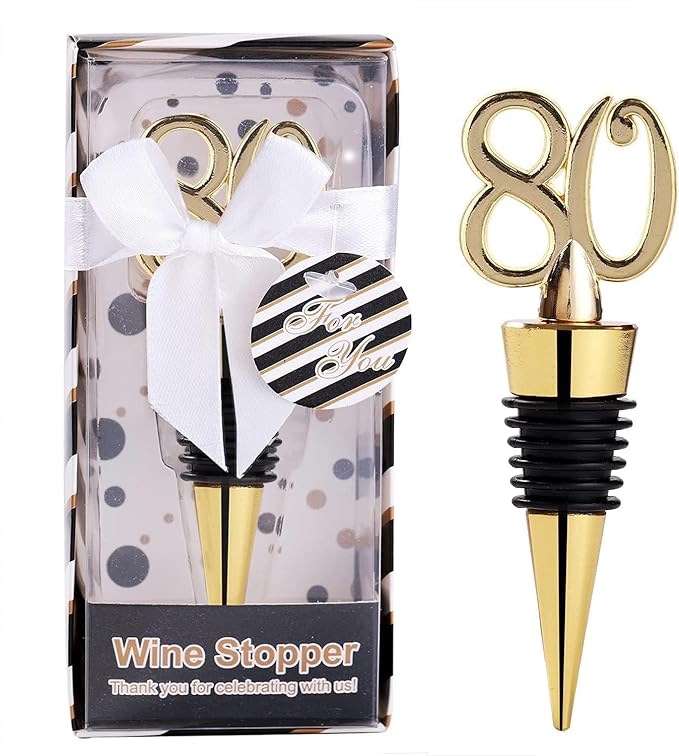 12PCS Latest 80 Wine Stopper for 80th Birthday Party Favors or 80th Wedding Anniversary Party Gifts 80th Birthday Party Gifts Souvenirs Decorations for Guests(12,80th Stopper)