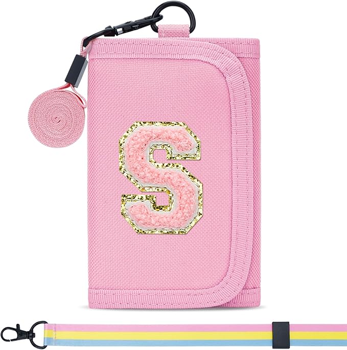 Gifts for Girls 3 4 5 6 7 8 9 10 11 12 Years Old Kids Wallet Cute Initial Coin Purse Toddler Wallet with Magic Sticker (Pink, S)