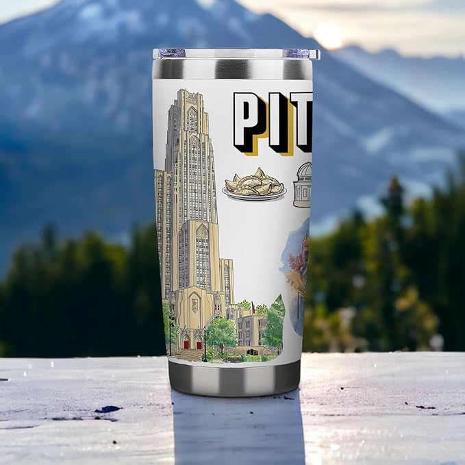 City Tumbler for City Lover,20oz Double Wall Vacuum Insulated Stainless Steel Coffee Cups (Pittsburgh)