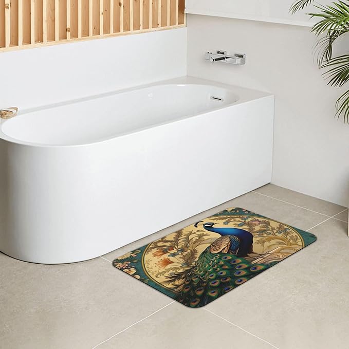 Diatomaceous Earth Bath Mat - Non-Slip Quick-Dry Bathroom Rug with Stylish Prints, Eco-Friendly Absorbent Floor Mat for Shower, Poolside(Vibrant Designs, 15.7 X 23.6Inch)