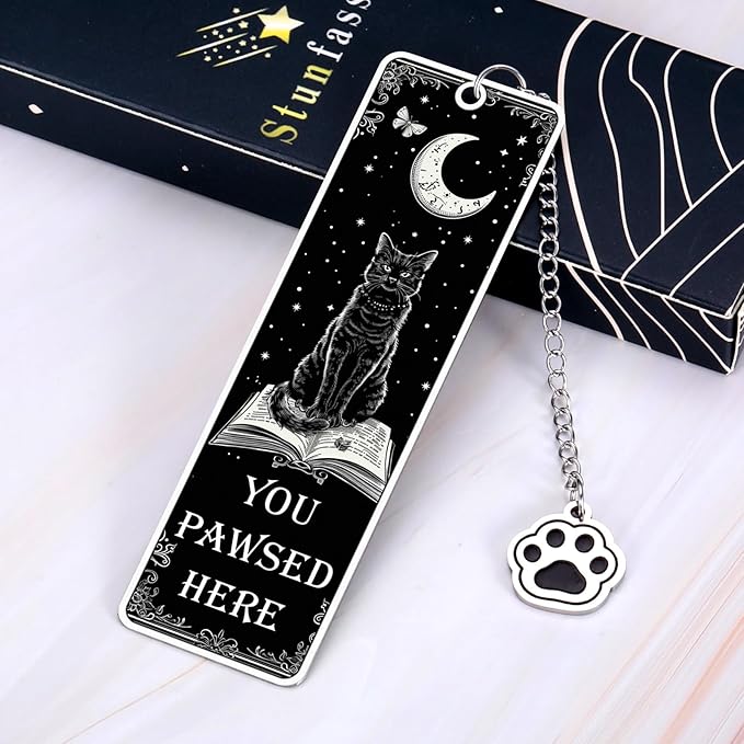 Cat Bookmark for Book Lovers Gifts Valentines Day Birthday Book Accessories Bookish Gifts for Her Him Women Men Reading Lovers Metal Bookmark for Reading Women Reader, Cat Themed Gift
