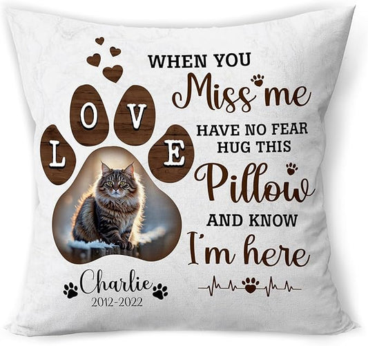 Personalized Pet Memorial Throw Pillow (Insert Included), Cat Memorial Gifts for Loss of Cat, Cat Remembrance Gifts, Loss of Cat Sympathy Gift, Cat Memorial Pillow, Pet Memorial Gifts Cat