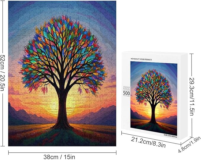 Jigsaw Puzzles for Adults 500 Piece - Colorful Tree Themed Wooden Puzzles，Unique Gifts for Wall Art ，Funny Puzzles，Stress Relief Games，Puzzle Games Challenge Puzzles