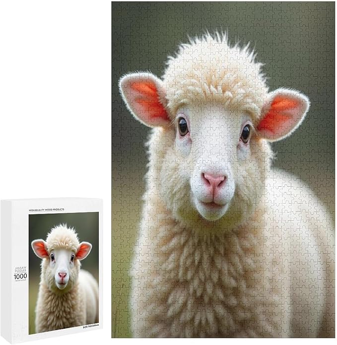 Jigsaw Puzzles for Adults 1000 Piece - Lamb Livestock Animal Mammal Cute Wooden Puzzle，Educational Games，Challenge Puzzles Puzzle Games， Stress Relief Games，Funny Puzzles