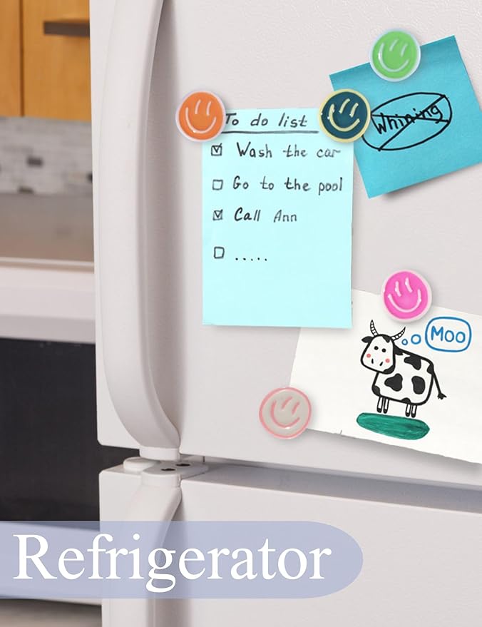 Mymazn 12Pcs Fridge Magnets Cute Refrigerator Magnets, Colorful Magnets for Whiteboard Cabinet Locker, Resin Smile Face Decorative Magnets for Classroom Kitchen Office