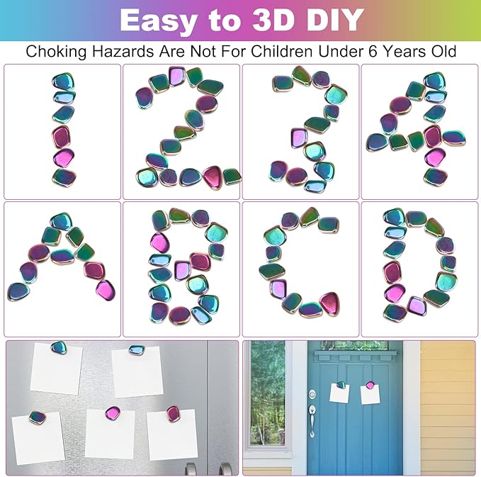24pcs Rainbow Large Fridge Magnets Stones Science Kit, Irregular Polished Magnetic Whiteboard Locker, Home Kitchen Refrigerator Magnets, Neat Perfect Decorations Gifts Teacher Researcher