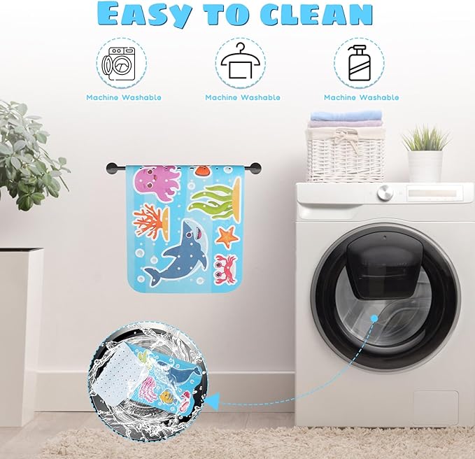Baby Bath Mat for Tub Non Slip Kids Bathtub Mat Extra Long 40X16 Inch Toddler Bath Tub Shower Mat Anti Slip with Suction Cups & Drain Holes, Machine Washable (Whale Shark)