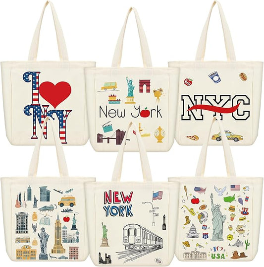 Large Canvas Tote Bags Decorative Themed City Souvenir Gift Bags with Handle Shopping Basket Reusable