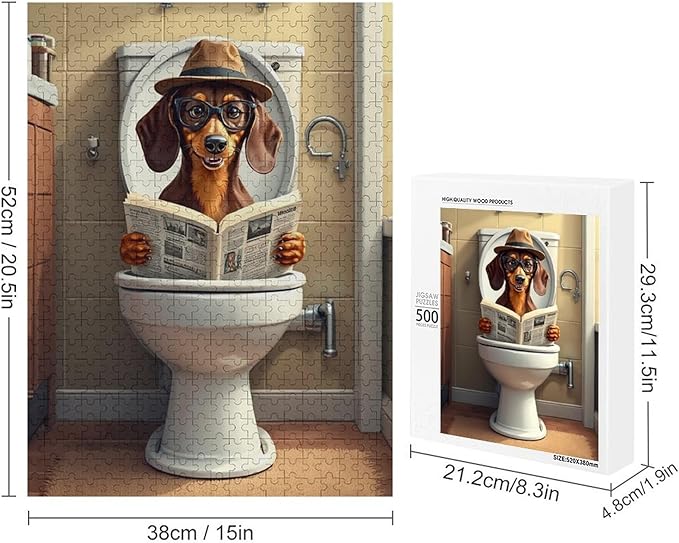 Jigsaw Puzzles for Adults 500 Piece - Lavatory Dachshunds Dog Wooden Puzzle，Challenge Puzzles Puzzle Games， Stress Relief Games，Funny Puzzles，Unique Gifts for Wall Art