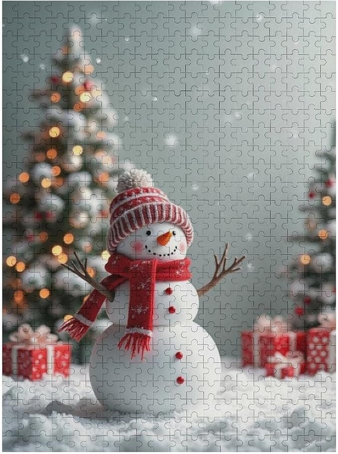 Wooden Puzzles for Adults 500 Pieces, Christmas Winter Snowman, Each Piece is Unique and Perfectly Put Together, are Special Home Decorations, Fun Puzzles, Party Games, Family Toys