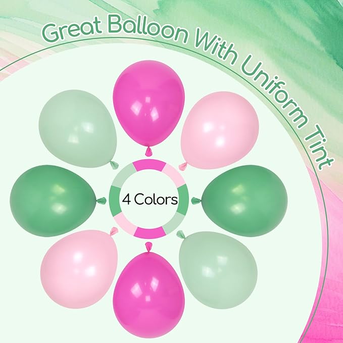 60pcs Pink and Green Balloons 12inch with Light Pink Dusty Green Balloons for Hawaiian Baby Shower Birthday Party Decorations
