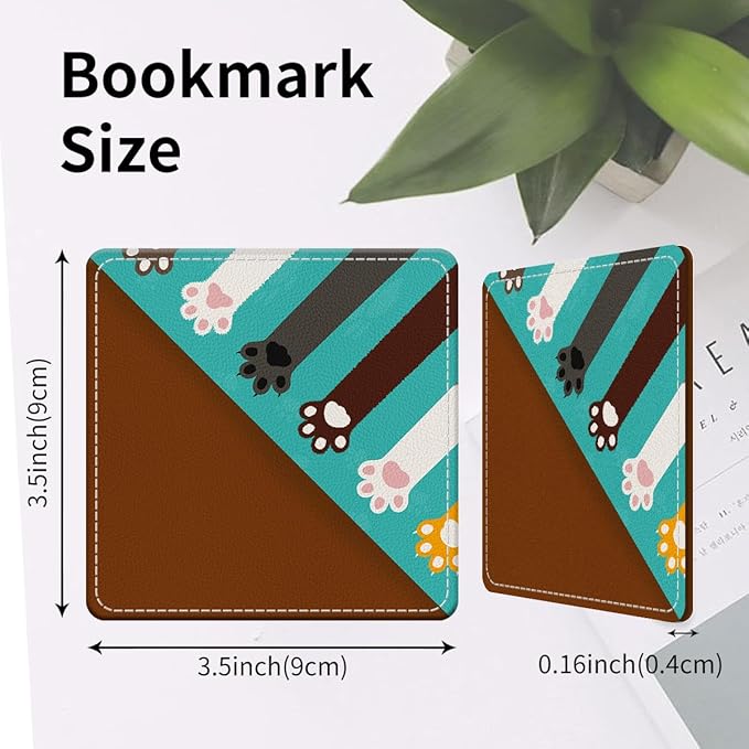 Cute Leather Bookmarks, Fun Triangle Making Corner Bookmark, Book Accessories for Reading Book Lovers, Unbreakable Page Markers for Women Men Cute Colorful Cat Claw