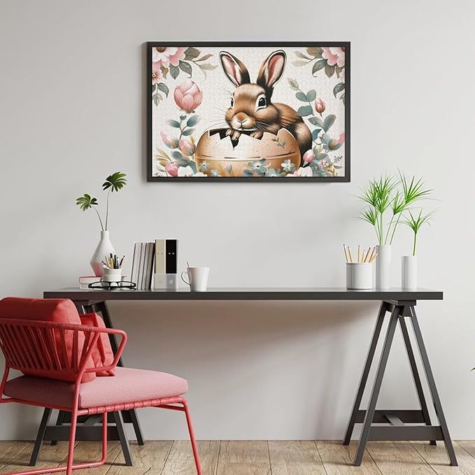 Wooden Puzzle - Easter Bunny Eggs Cute Rabbit Jigsaw Puzzles，Wooden Puzzles for Adults 1000 Pieces Challenge Puzzles，Educational Games，Family Puzzles，Unique Gifts for Wall Art