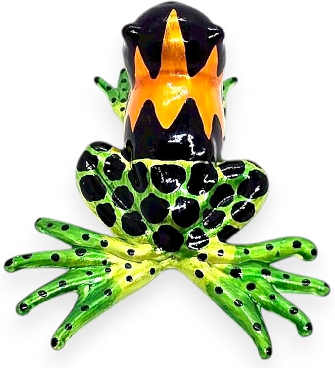 WitnyStore 2¼" Black Orange Green Frog Artistic Blown Glass Figurine Premium Hand-Blown Statue Tabletop Decoration Unique Collectible for Adult Collectors Handcrafted Elegant Home Room Decor