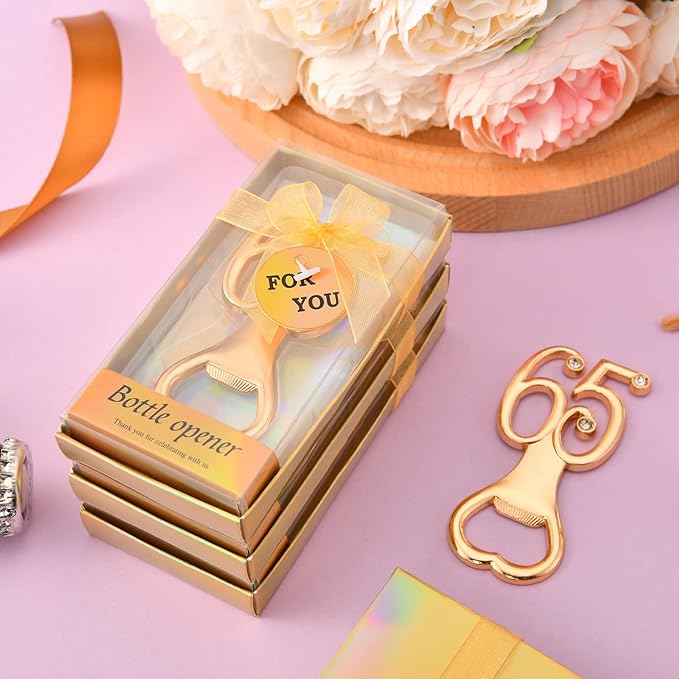 24 Pieces/Packs 65 Bottle Openers for 65th Birthday Party Favors Wedding Anniversary Gidts Decorations or Souvenirs for Guests with Gift Boxes Party Giveaways for Adults (65)