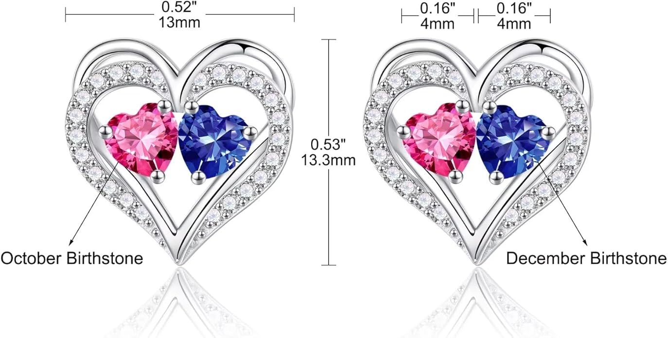 Iefil Valentines Day Gifts for Her - 925 Sterling Silver Birthstone Earrings, Anniversary Birthday Gifts for Women Wife Girlfriend Mom