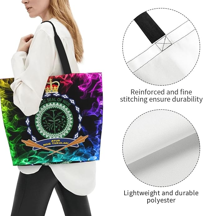Niue National Emblem Large Reusable Eco-friendly Shopping Bags Portable Storage Handbag